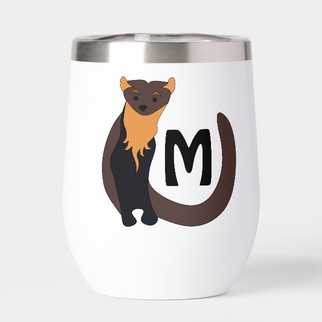Whimsical European Pine Marten Monogram (Back)