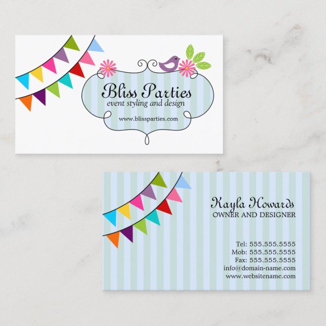 Whimsical Event Styling and Design Business Card (Front/Back)