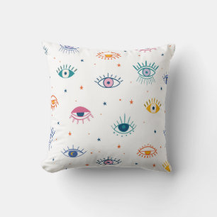Whimsical Eye and Star Pattern Cushion