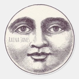 Whimsical Face Of The Moon Classic Round Sticker