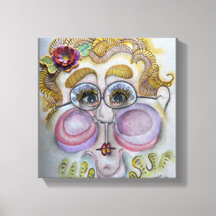 Whimsical Face on Canvas