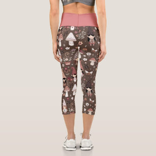 Whimsical Fair Gnomes and Mushrooms Personalized Capri Leggings