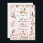 Whimsical Fairies Baby Shower Flower Garden Meadow Save The Date<br><div class="desc">Personalise this whimsical save the date easily and quickly. Simply click the Edit Using Design Tools button to edit the text,  change fonts and fonts colours. Featuring watercolor hand-drawn fairies in an enchanted wildflower meadow. Matching items available in store. All text is editable! (c) Somerset Fine Paperie</div>