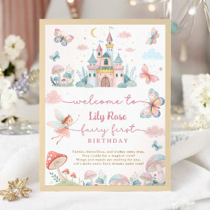 Whimsical Fairy 1st Birthday Party Magical Welcome Poster