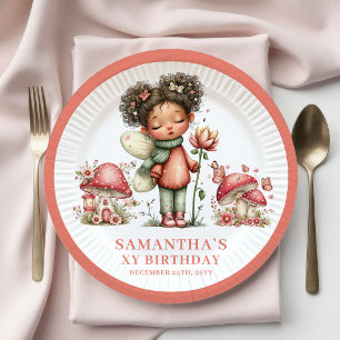 Whimsical Fairy 5th Birthday Blush Floral Plates