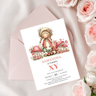 Whimsical Fairy 7th Birthday Blush Pink Invitation