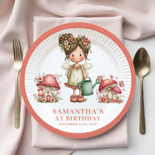 Whimsical Fairy 8th Birthday Floral Paper Plates