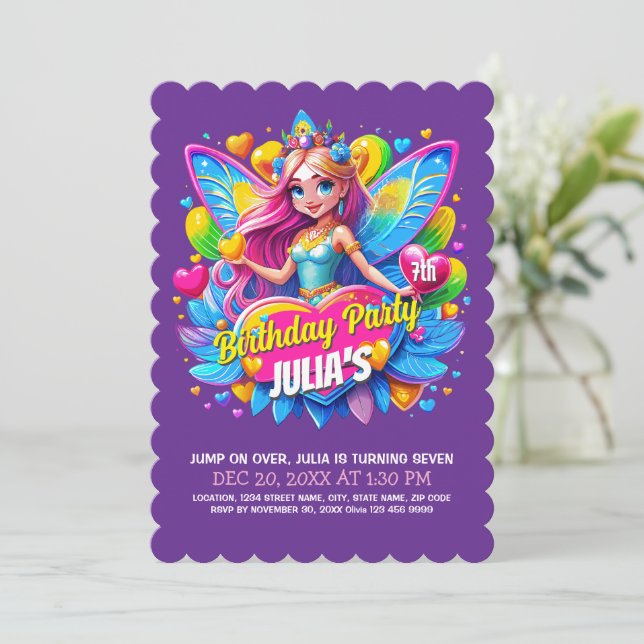 Whimsical Fairy Birthday Celebration Invitation (Standing Front)