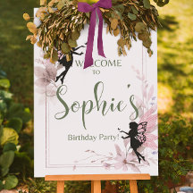 Whimsical fairy birthday party welcome foam board