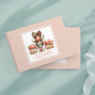 Whimsical Fairy Blush Floral Girl Birthday Guest  Book