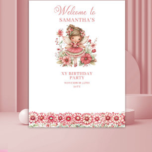 Whimsical Fairy Blush Flowers 4 Birthday Backdrop Tapestry