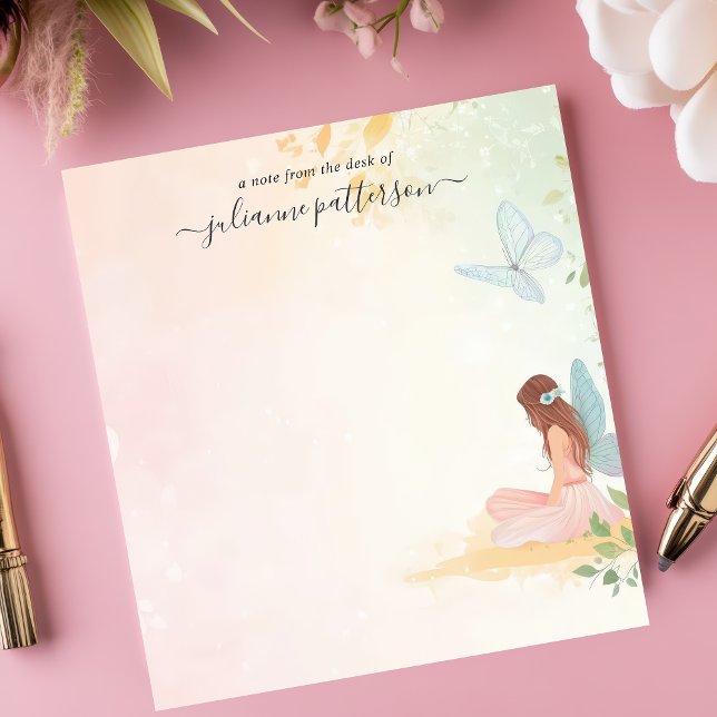 Whimsical Fairy Butterfly Garden Personalised Name Notepad (Creator Uploaded)