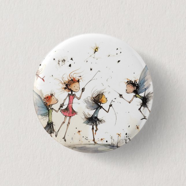 Whimsical fairy button, bagde, pin cute (Front)