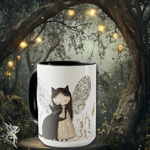 Whimsical Fairy & Cat Birthday Personalised Gift Mug