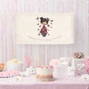 Whimsical Fairy Doll Retro Cute Birthday Banner