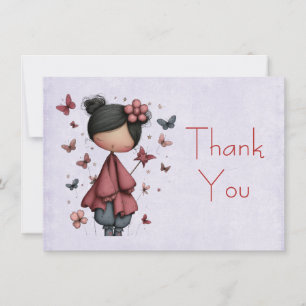 Whimsical Fairy Doll Retro Cute Thank You Card