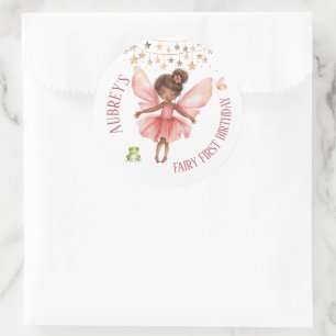 Whimsical Fairy First Birthday Classic Round Sticker