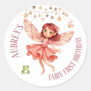 Whimsical Fairy First Birthday Classic Round Sticker