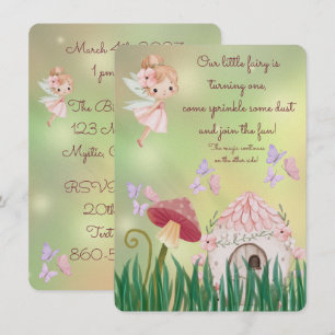 Whimsical Fairy First Birthday Girl Invitation