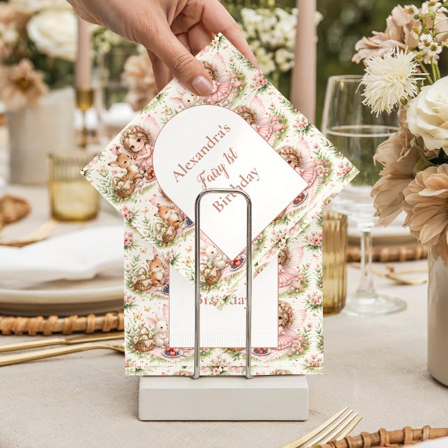 Whimsical Fairy First Birthday Napkin (Creator Uploaded)