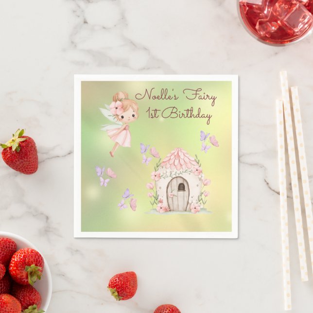 Whimsical Fairy First Birthday  Napkin (Insitu)