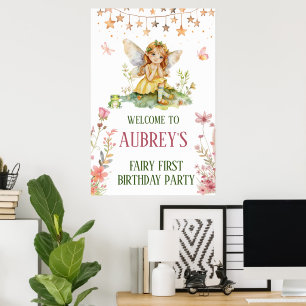 Whimsical Fairy First Birthday Poster