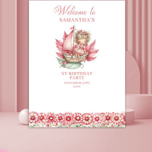 Whimsical Fairy Flowers 5th Birthday Backdrop Tapestry