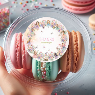 Whimsical fairy garden 1st birthday  classic round sticker