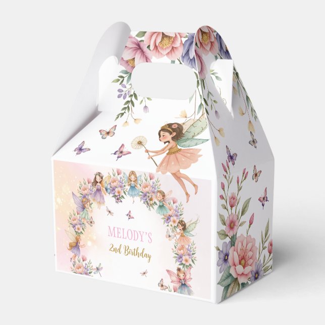 Whimsical fairy garden 2nd birthday favour box (Front Side)