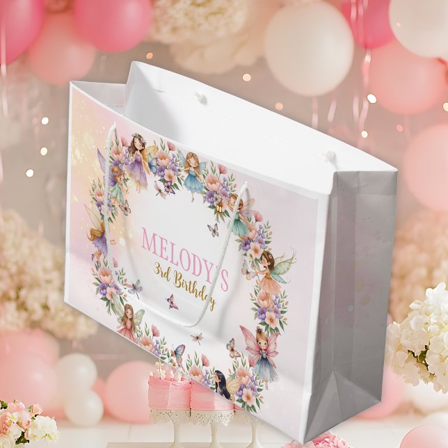 Whimsical fairy garden 3rd birthday  large gift bag (Creator Uploaded)