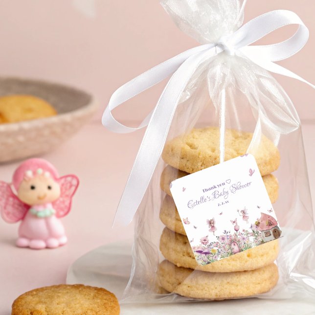 Whimsical Fairy Garden Baby Shower Square Sticker (Creator Uploaded)