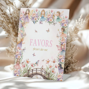 Whimsical fairy garden birthday Favours Pedestal Sign