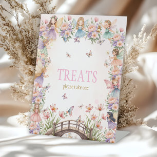 Whimsical fairy garden birthday Treats Pedestal Sign