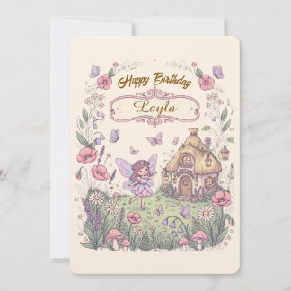 Whimsical Fairy Garden Customised Birthday Card