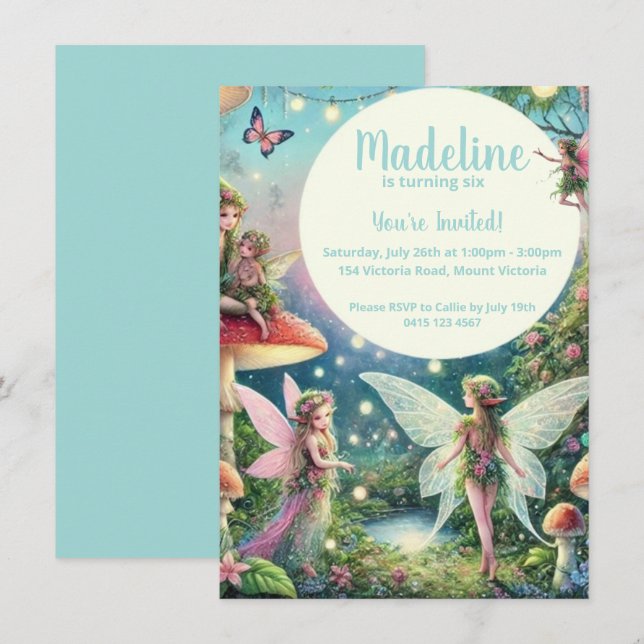 Whimsical Fairy Garden Enchanted Birthday  Invitation (Front/Back)