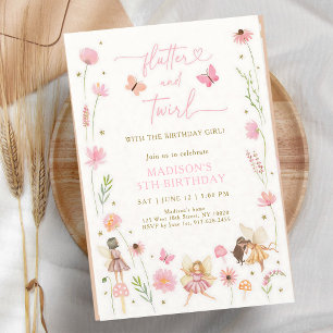Whimsical Fairy Garden Floral Birthday Invitation