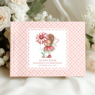 Whimsical Fairy Girl 1st Birthday Blush Pink Guest Book