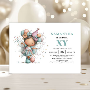 Whimsical Fairy Girl 5th Birthday Cute Pastel  Invitation