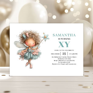 Whimsical Fairy Girl 5th Birthday Magical Cute  Invitation