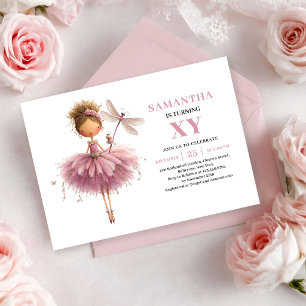 Whimsical Fairy Girl 6th Birthday Blush Pink Invitation