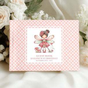 Whimsical Fairy Girl 6th Birthday Floral Pink  Guest Book