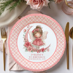 Whimsical Fairy Girl 6th Birthday Pink Flowers  Paper Plate<br><div class="desc">✅ For matching items search 81B in my collections ✅ Make your celebration extra magical with these whimsical fairy girl birthday paper plates, designed in soft blush and pastel pink tones with delicate floral and flower accents. Featuring a cute fairy illustration, they bring charm, sweetness, and a dreamy fairytale feel...</div>