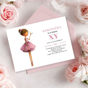 Whimsical Fairy Girl Birthday Dusty Pink invites