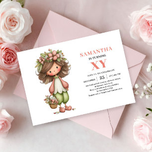 Whimsical Fairy Girl Birthday Pastel Floral Pink Invitation