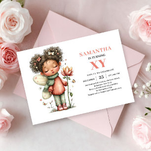 Whimsical Fairy Girl Birthday Pastel Pink Magic Invitation