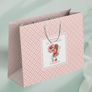 Whimsical Fairy Girl Blush Floral Birthday Gift  Large Gift Bag