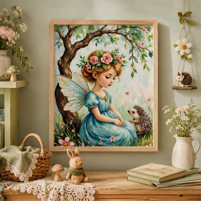 Whimsical Fairy Hedgehog Nursery Wall Art (Creator Uploaded)
