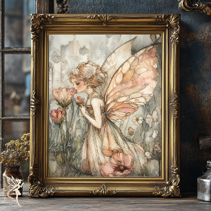 Whimsical Fairy in Pretty Floral Crown Decoupage  Tissue Paper