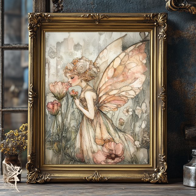 Whimsical Fairy in Pretty Floral Crown Decoupage  Tissue Paper (Creator Uploaded)
