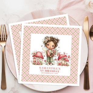 Whimsical Fairy Invitation Pink Flowers Custom  Napkin